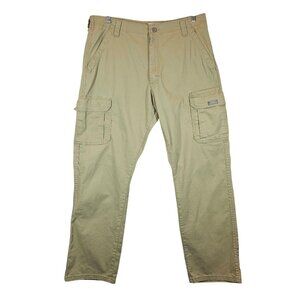 Khaki Cargo Tan Pants relaxed fit Mens 36x32 Cotton Utility hiking gorpcore work